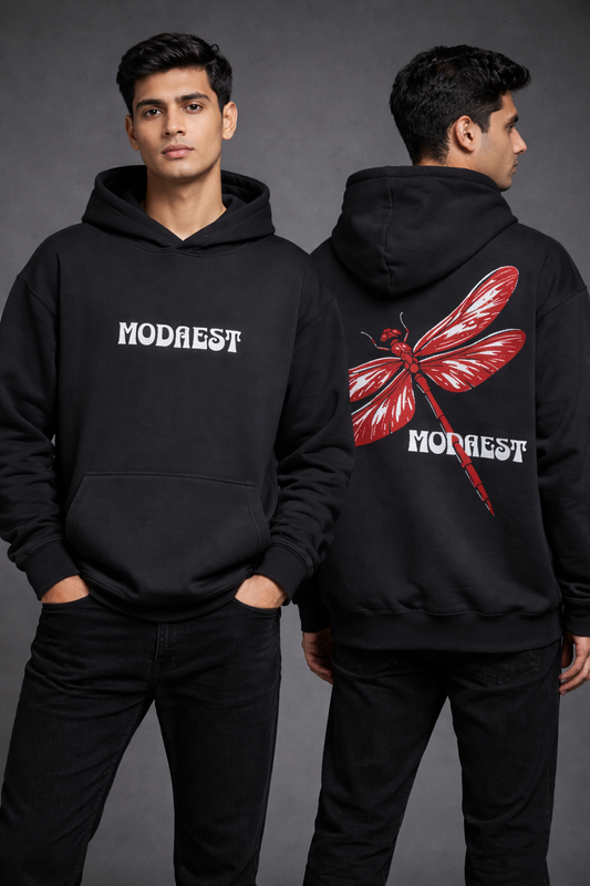 Dragonfly Oversized Hoodie - Black