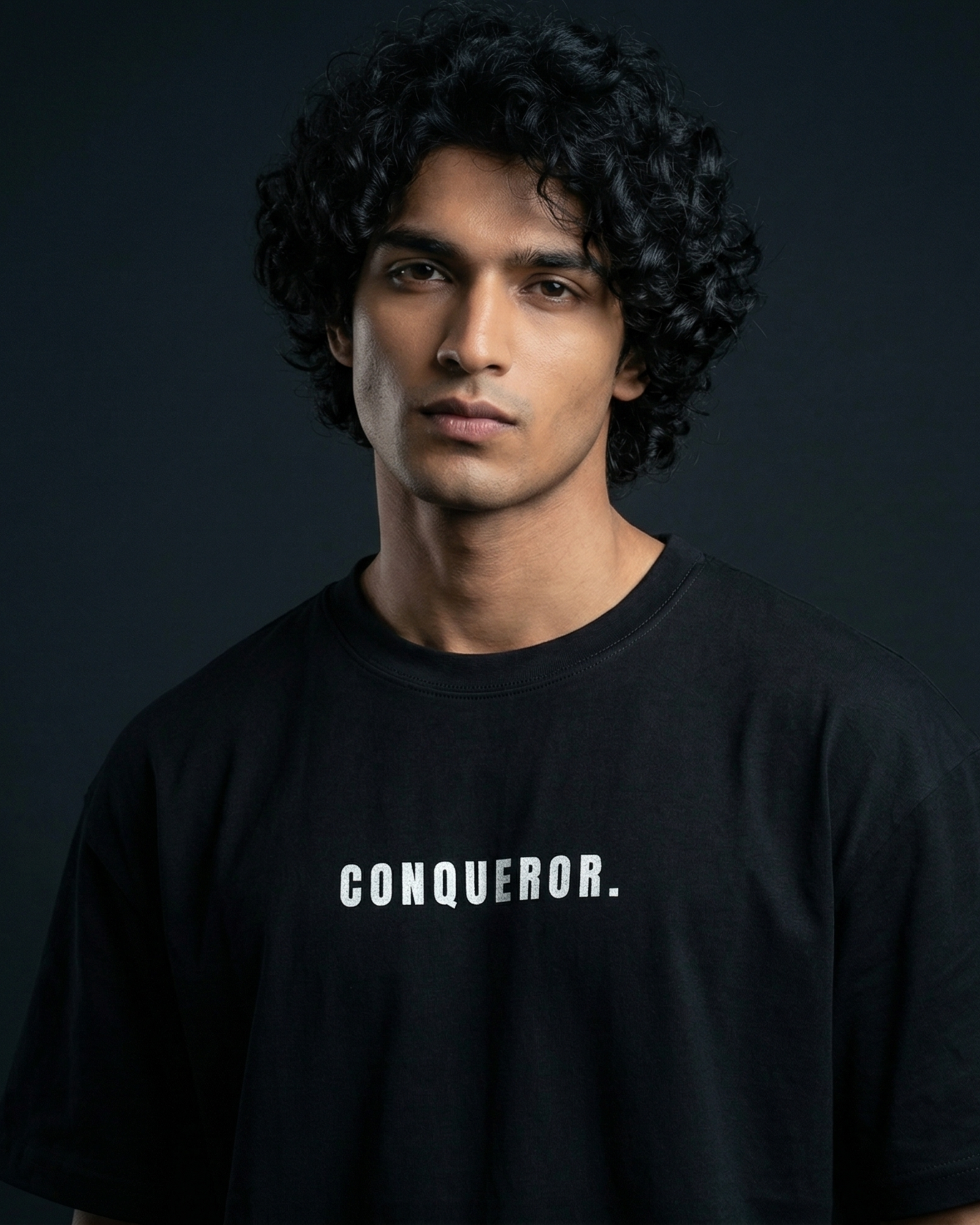 Modaest Conqueror oversized T-shirt with bold graphic design, relaxed fit, and soft fabric for casual streetwear style.