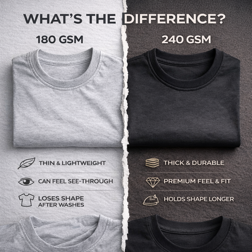 240 GSM vs 180 GSM T-Shirts – Which One is Better in 2026?