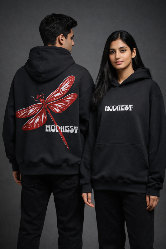 Dragonfly Oversized Hoodie - Black