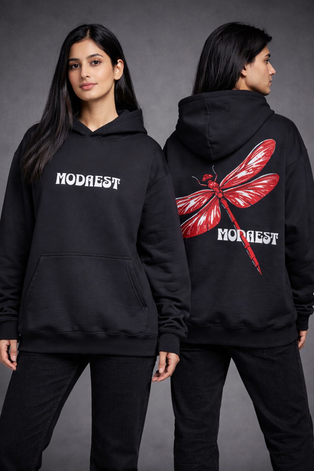 Dragonfly Oversized Hoodie - Black