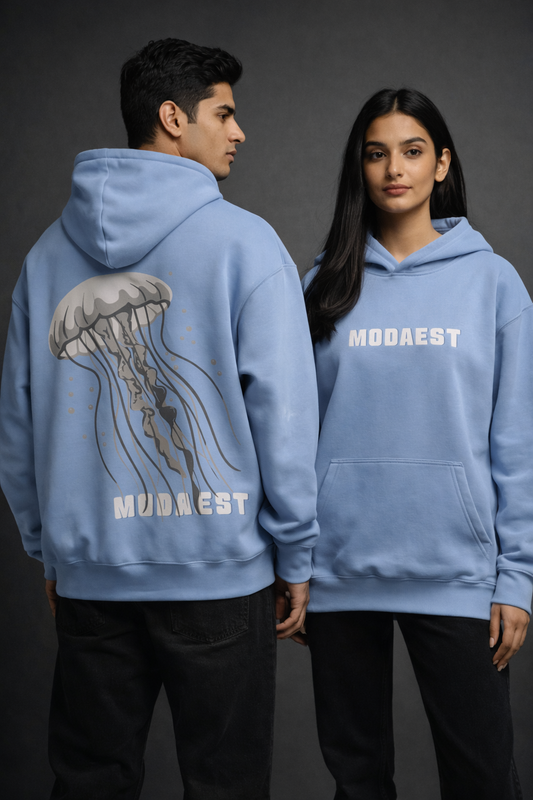 Jellyfish Oversized Hoodie - Blue