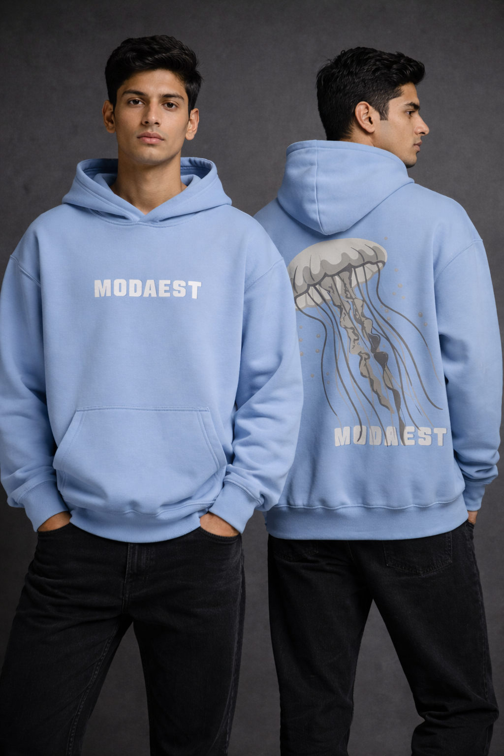 Jellyfish Oversized Hoodie - Blue