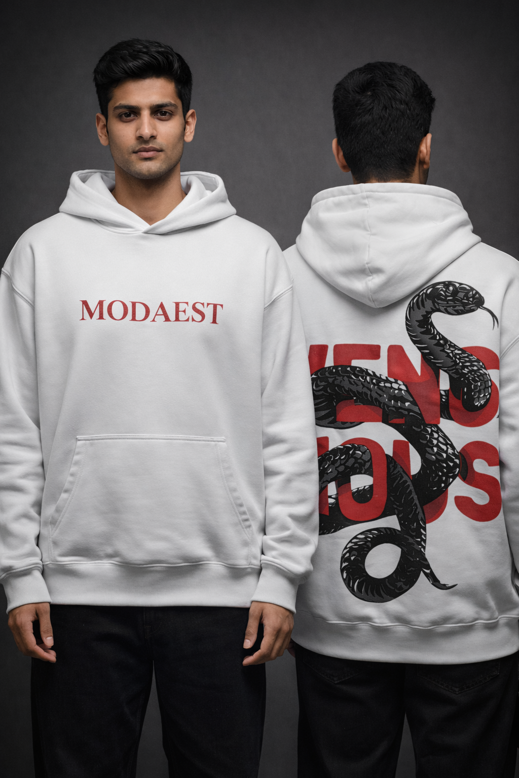 Venemous Oversized Hoodie - Offwhite (Puff Print)