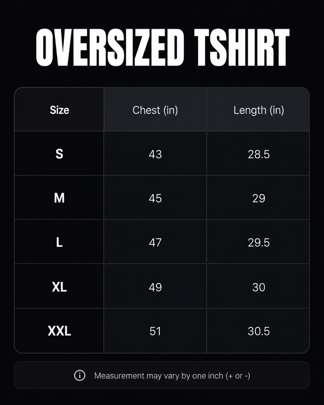 Size chart