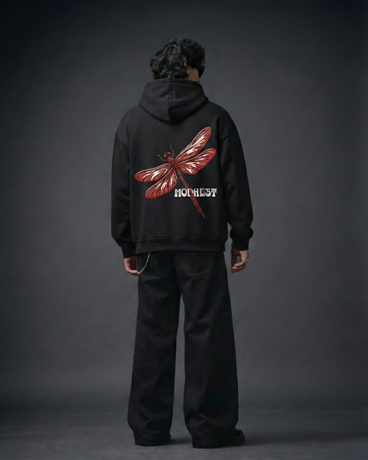 Dragonfly Oversized Hoodie - Black