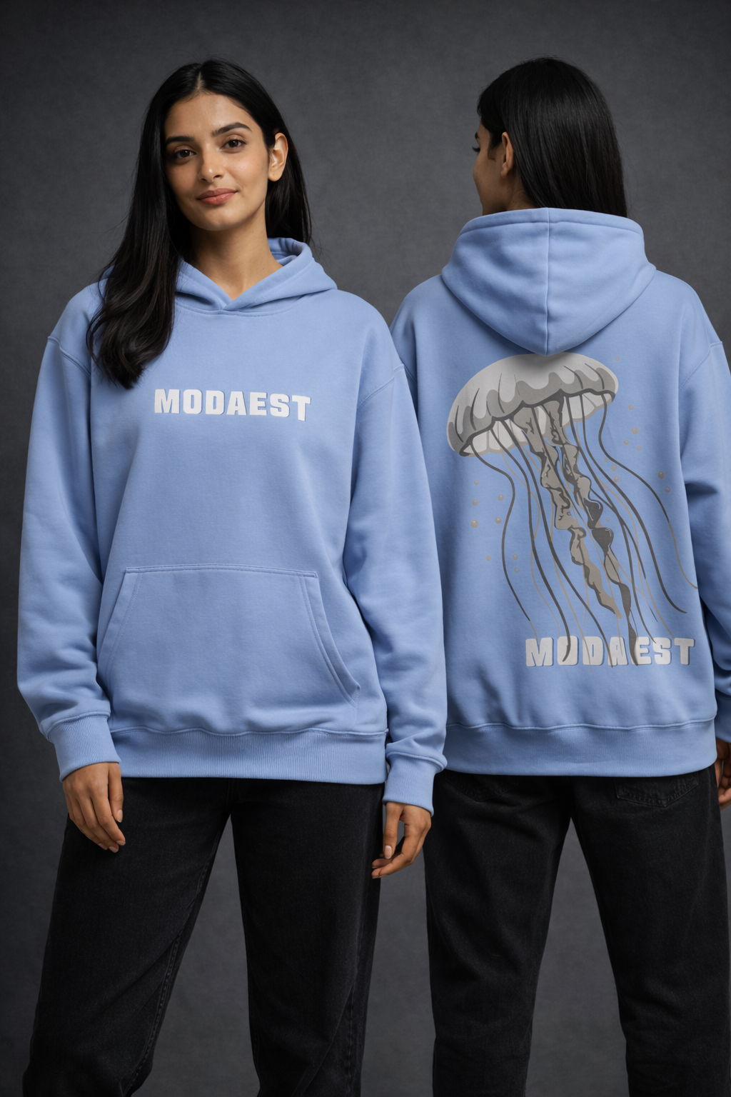 Jellyfish Oversized Hoodie - Blue