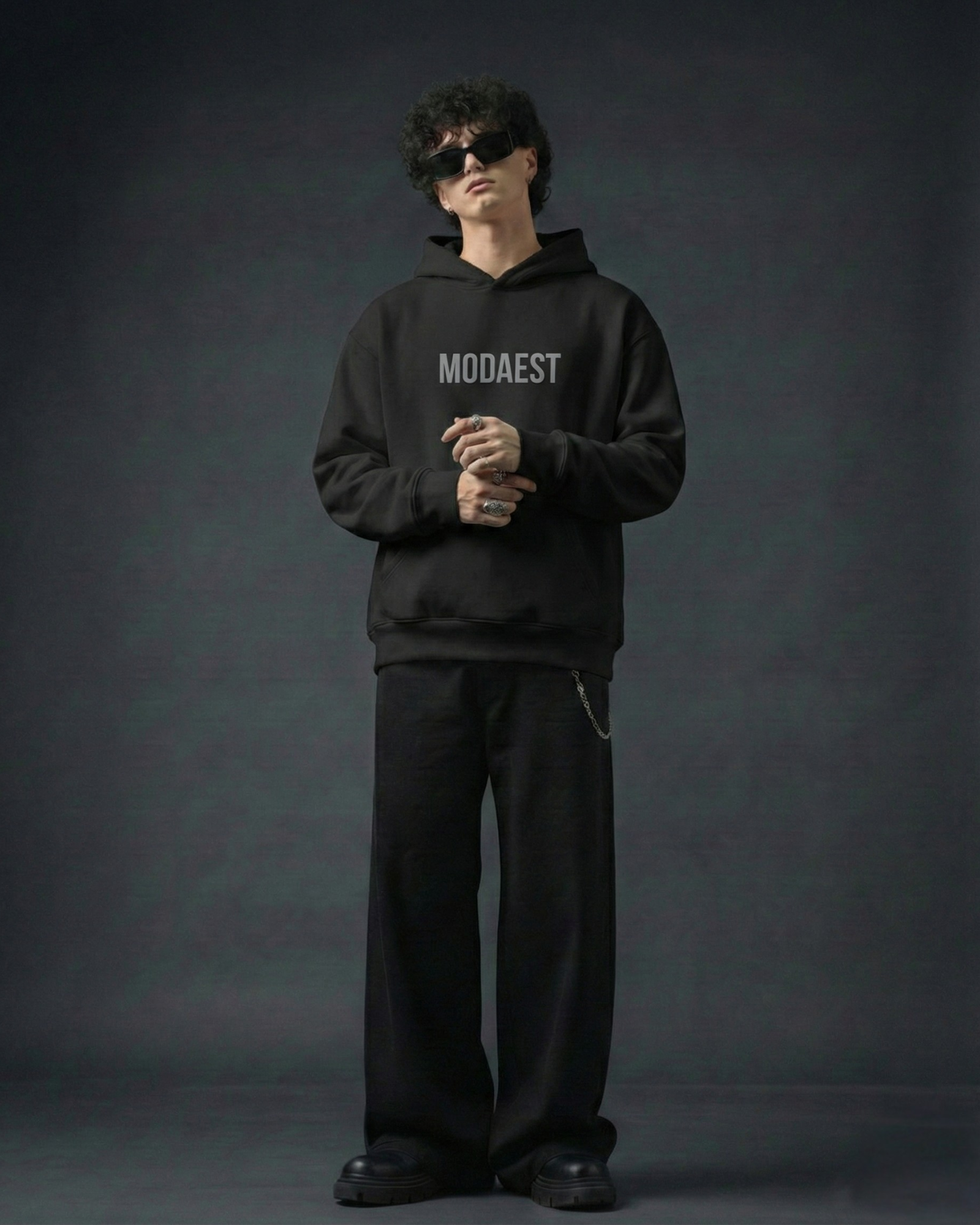 Eye of the Unknow Oversized Hoodie - Black - Modaest