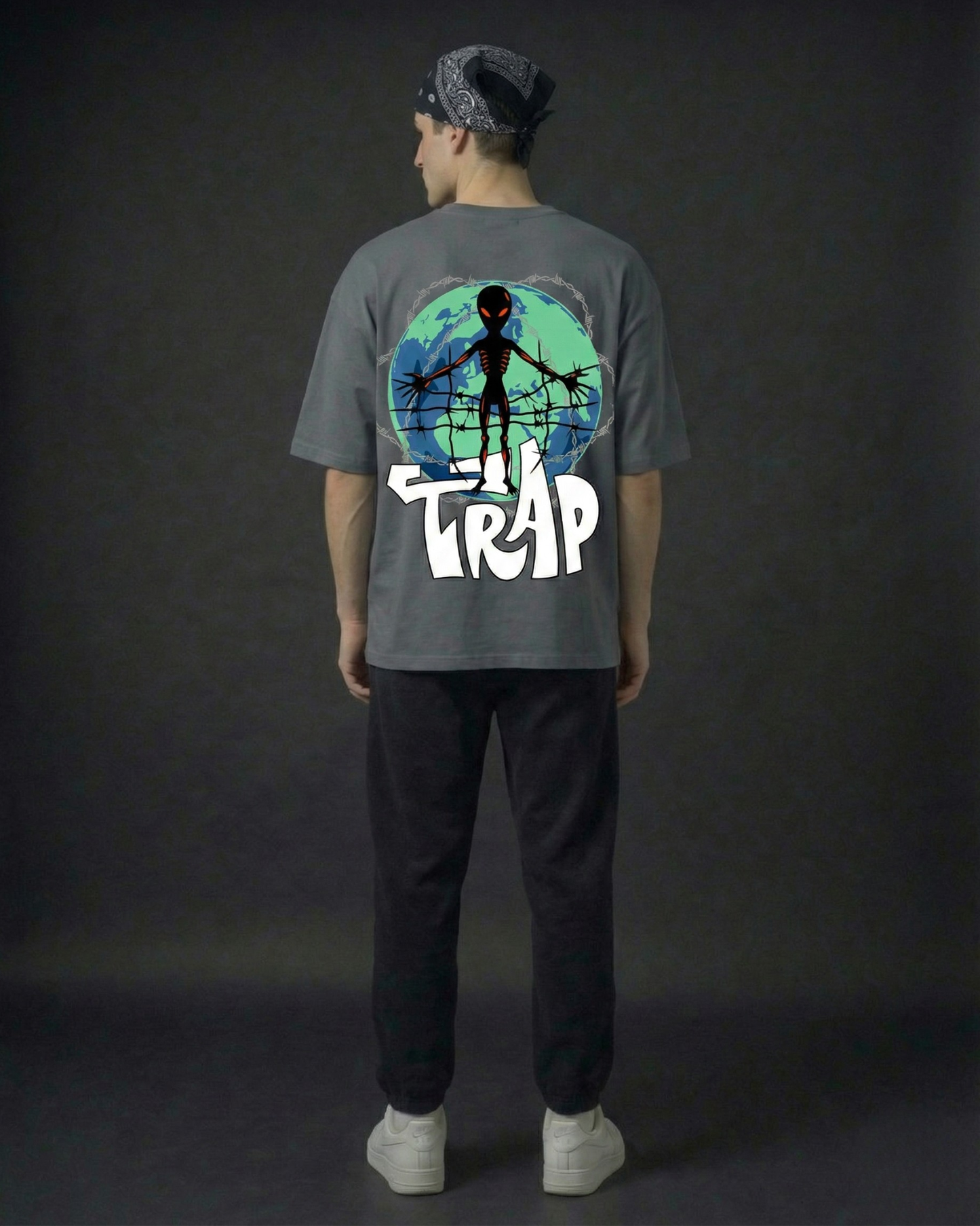 Trapped Oversized Tshirt - Charcoal Grey