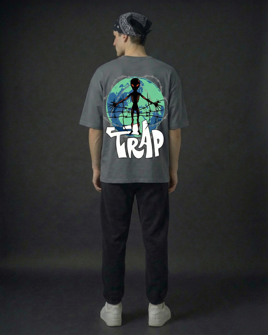 Trapped Oversized Tshirt - Charcoal Grey