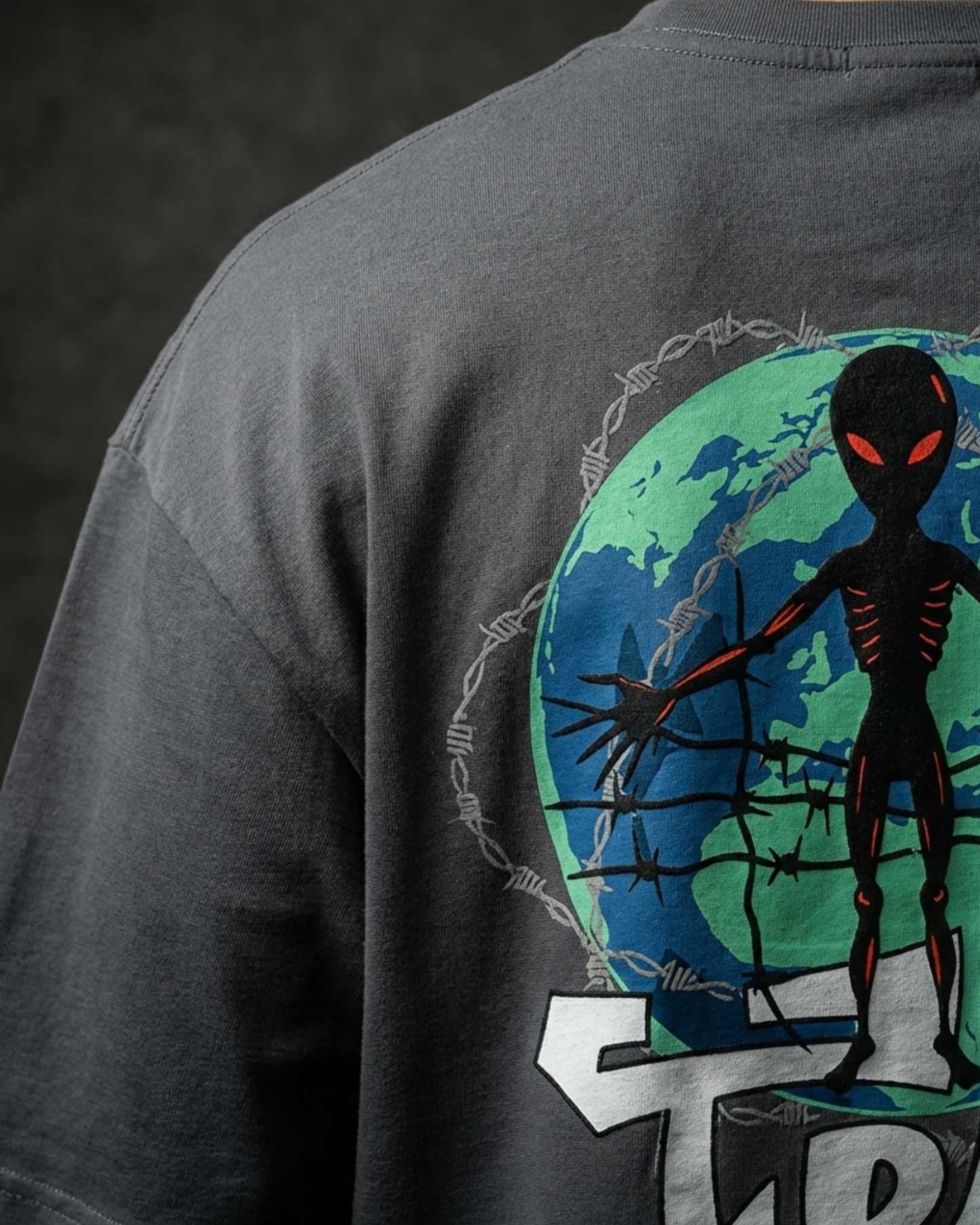 Trapped Oversized Tshirt - Charcoal Grey