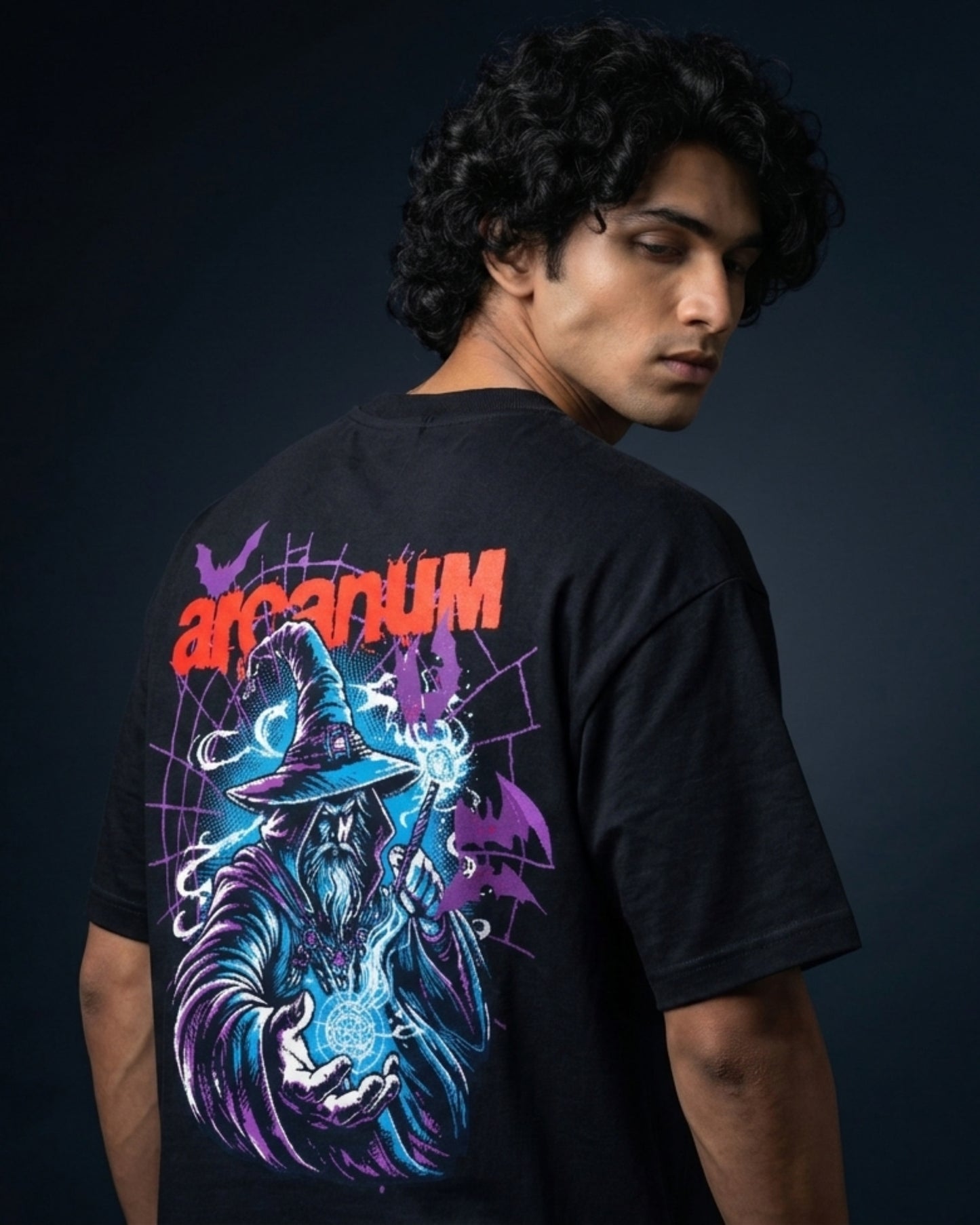 Modaest Arcanum oversized T-shirt featuring a relaxed fit and graphic design on soft fabric, ideal for casual styling.