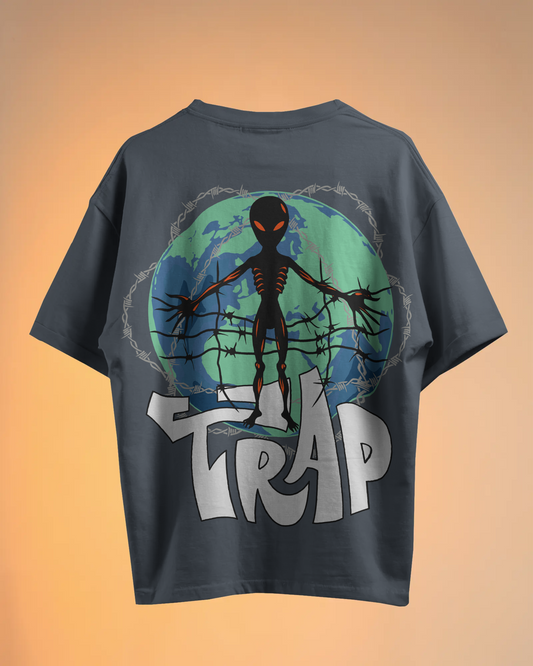 Trapped Oversized Tshirt - Charcoal Grey
